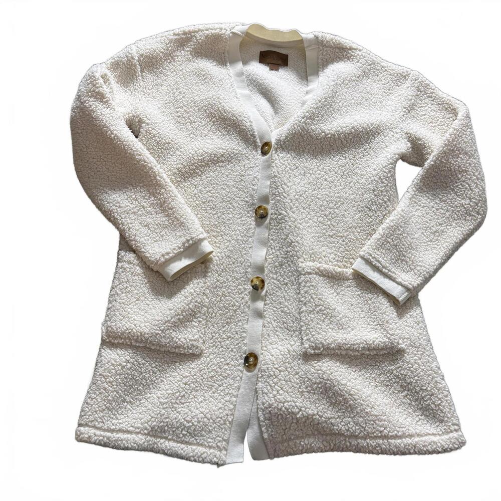 KOOLABURRA BY UGG Off white Sherpa Long Cardigan with pockets‎ SZ XS Cabin Core